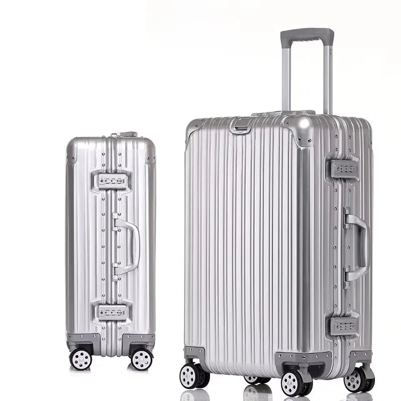 100% Aluminum-magnesium Alloy Travel Suitcase High Quality Rolling Luggage 20/24/26/29'' Trolley Luggage Carry-On Cabin Suitcase