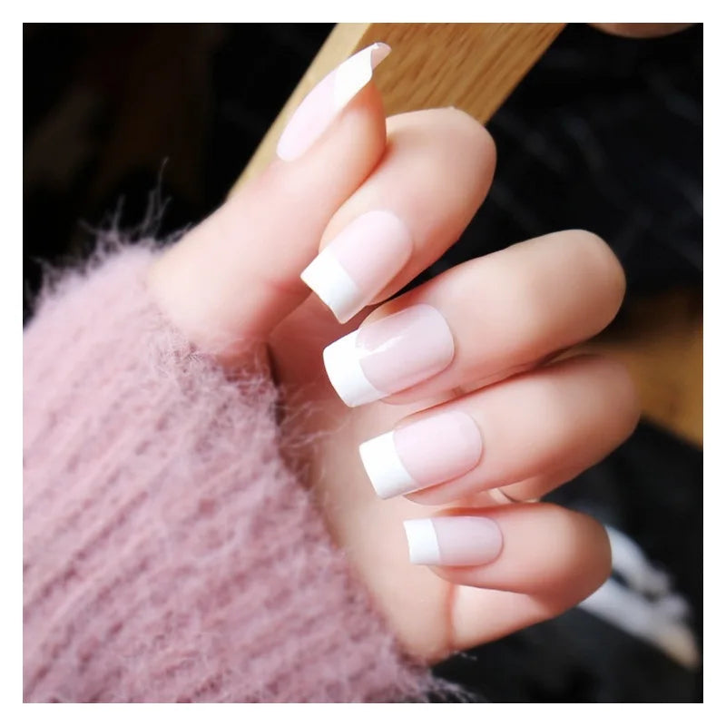 500Pcs Short White Nail Tips French Acrylic Nails Home DIY Nail Art 10 Sizes Crescent Shape