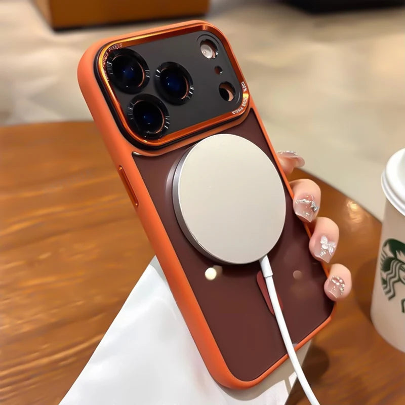 Transparent Metal Camera Bumper Cases For iPhone 17 11 12 13 16 Pro Max 15 16 Plus 17 Air For Magsafe Magnetic Clear Phone Cover