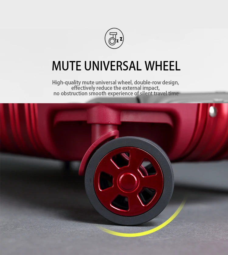 100% Aluminum-magnesium Alloy Travel Suitcase High Quality Rolling Luggage 20/24/26/29'' Trolley Luggage Carry-On Cabin Suitcase