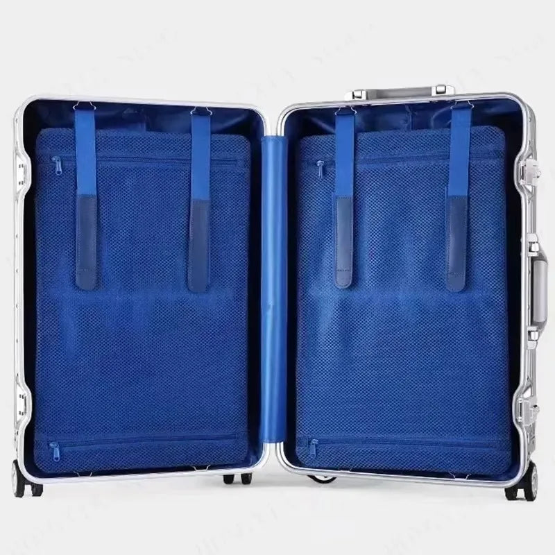 100% Aluminum-magnesium Alloy Travel Suitcase High Quality Rolling Luggage 20/24/26/29'' Trolley Luggage Carry-On Cabin Suitcase