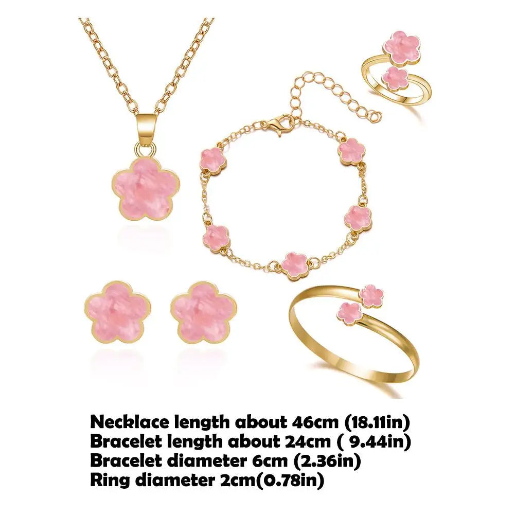 5 Pcs Set Jewelry Stainless Steel Five Leaf Clover 316L Bracelets For Women Elegance French Niche Necklaces Bracelets Earrings