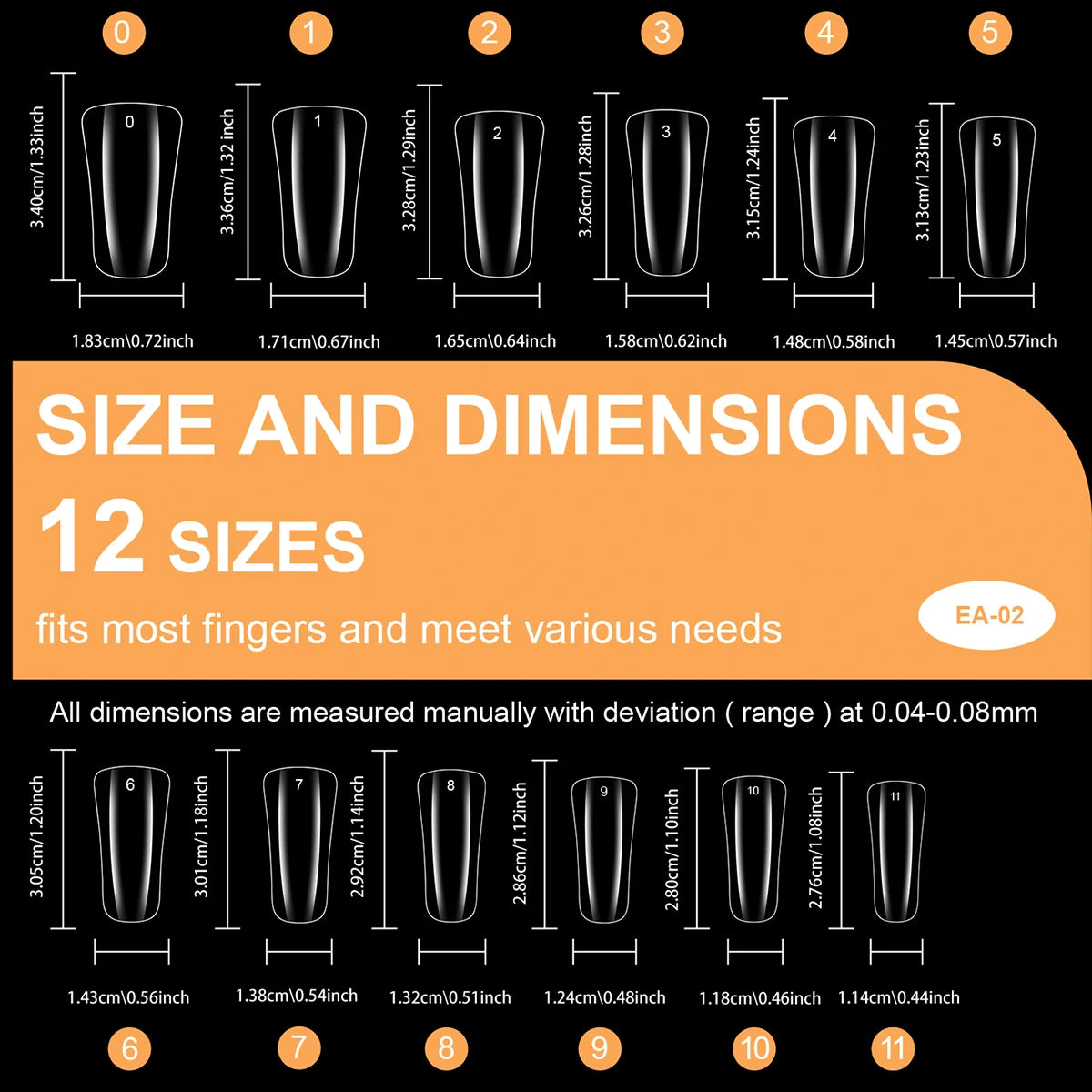 600PCS Duckbill Shaped False Nails Tips Clear Acrylic Fake Nails Half Full Cover Gel Nail Tips for Nail Extension Manicure Tools