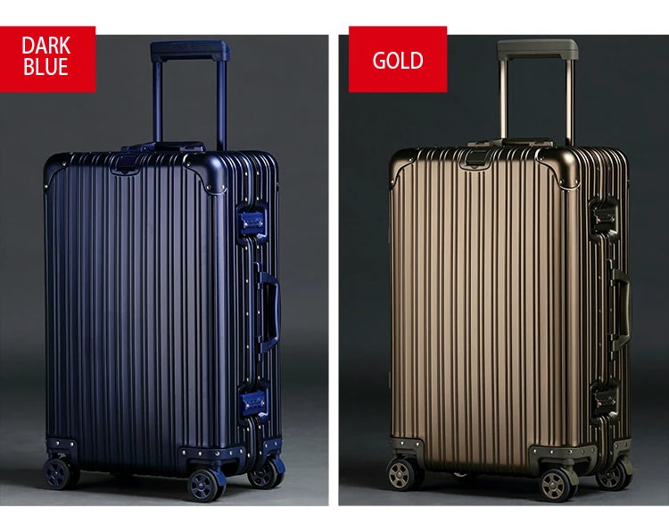 100% Aluminum-magnesium Alloy Travel Suitcase High Quality Rolling Luggage 20/24/26/29'' Trolley Luggage Carry-On Cabin Suitcase