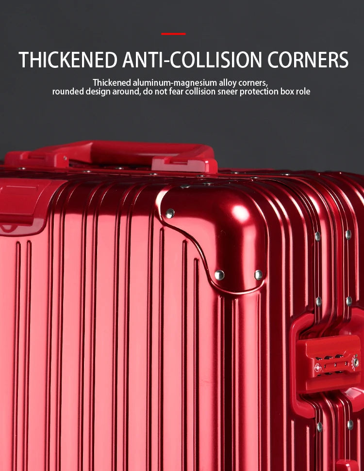 100% Aluminum-magnesium Alloy Travel Suitcase High Quality Rolling Luggage 20/24/26/29'' Trolley Luggage Carry-On Cabin Suitcase