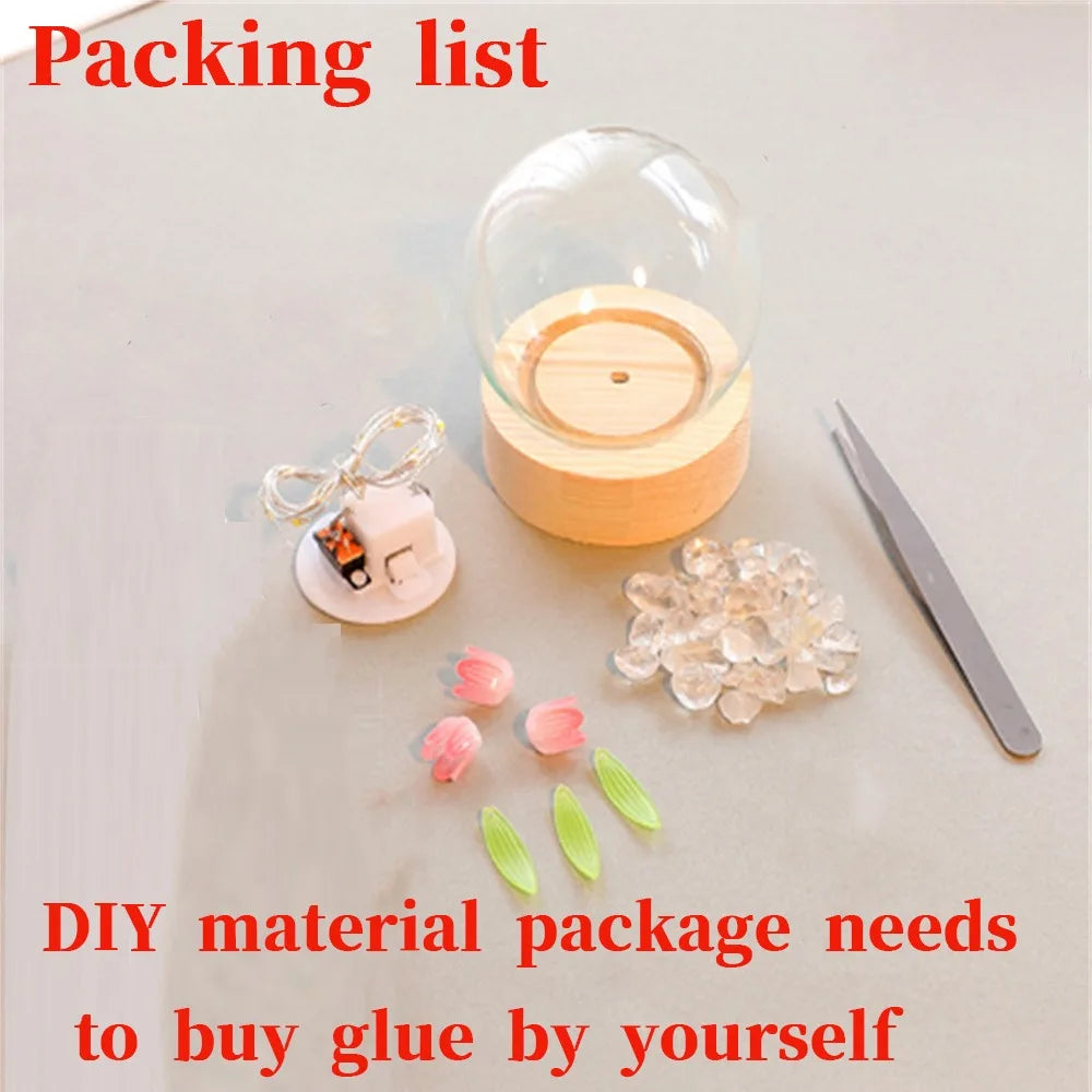 Tulip Night Light Cute Floral Lamp Bedroom Room Decor Valentines Day Gift Lampara Tulipanes Girlfriend DIY Material