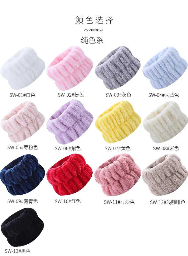 WYBU 2Pcs/set  Washing Face Spa Bracelet Women's Sports Wrist With Headband Waterproof Hand Wash Wrist Protector Handmade Makeup