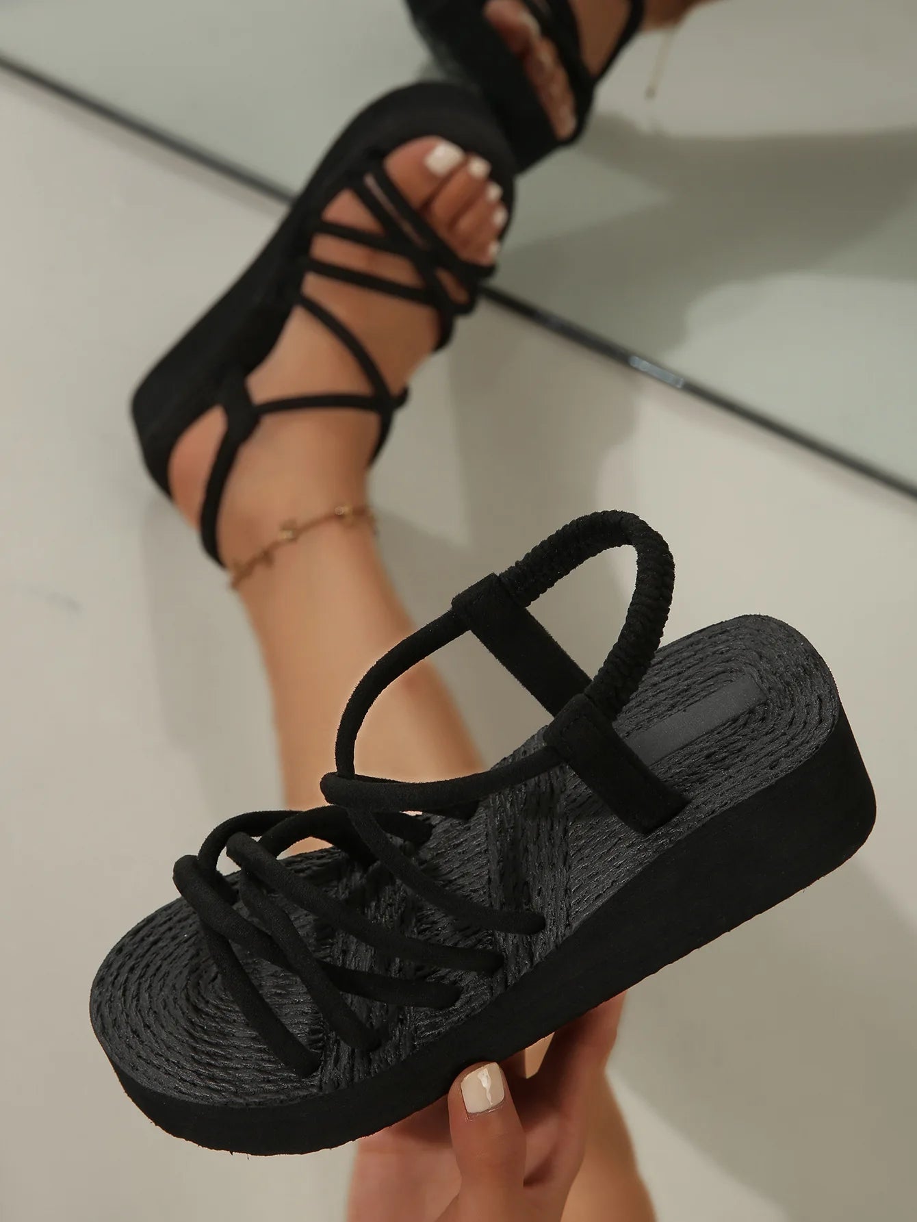 2025 Women Summer Sandals Leisure Wedges Shoes Soft EVA Sole Light Weight Elastic Back Strap Girls Student Platform Sandalias