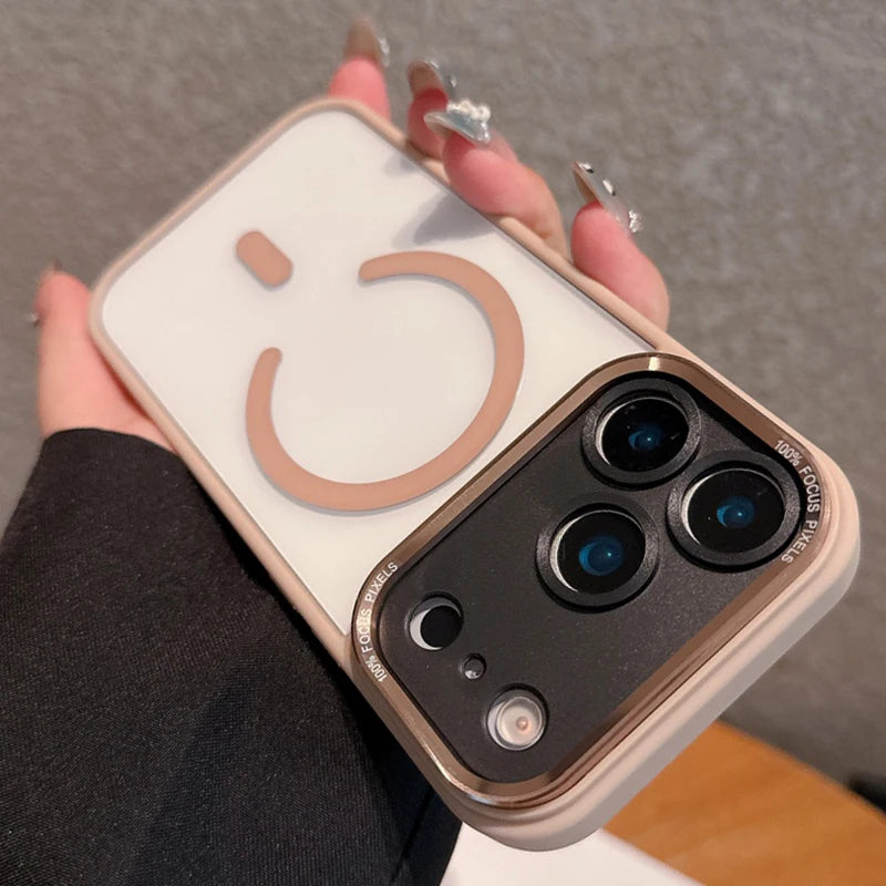 Transparent Metal Camera Bumper Cases For iPhone 17 11 12 13 16 Pro Max 15 16 Plus 17 Air For Magsafe Magnetic Clear Phone Cover