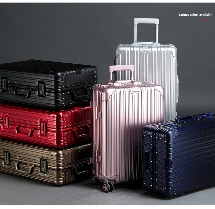 100% Aluminum-magnesium Alloy Travel Suitcase High Quality Rolling Luggage 20/24/26/29'' Trolley Luggage Carry-On Cabin Suitcase