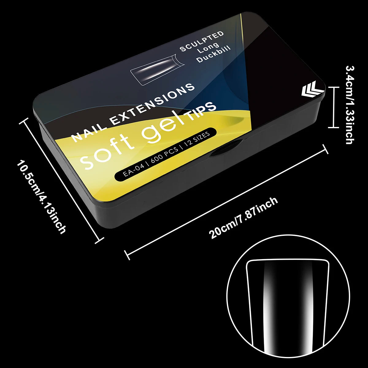 600PCS Duckbill Shaped False Nails Tips Clear Acrylic Fake Nails Half Full Cover Gel Nail Tips for Nail Extension Manicure Tools