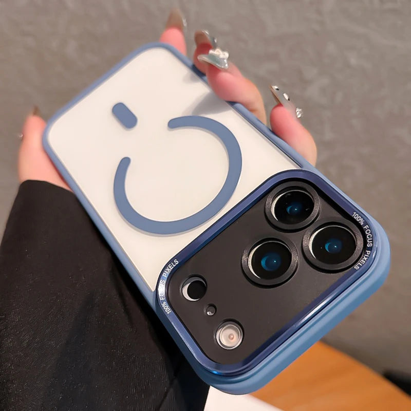 Transparent Metal Camera Bumper Cases For iPhone 17 11 12 13 16 Pro Max 15 16 Plus 17 Air For Magsafe Magnetic Clear Phone Cover