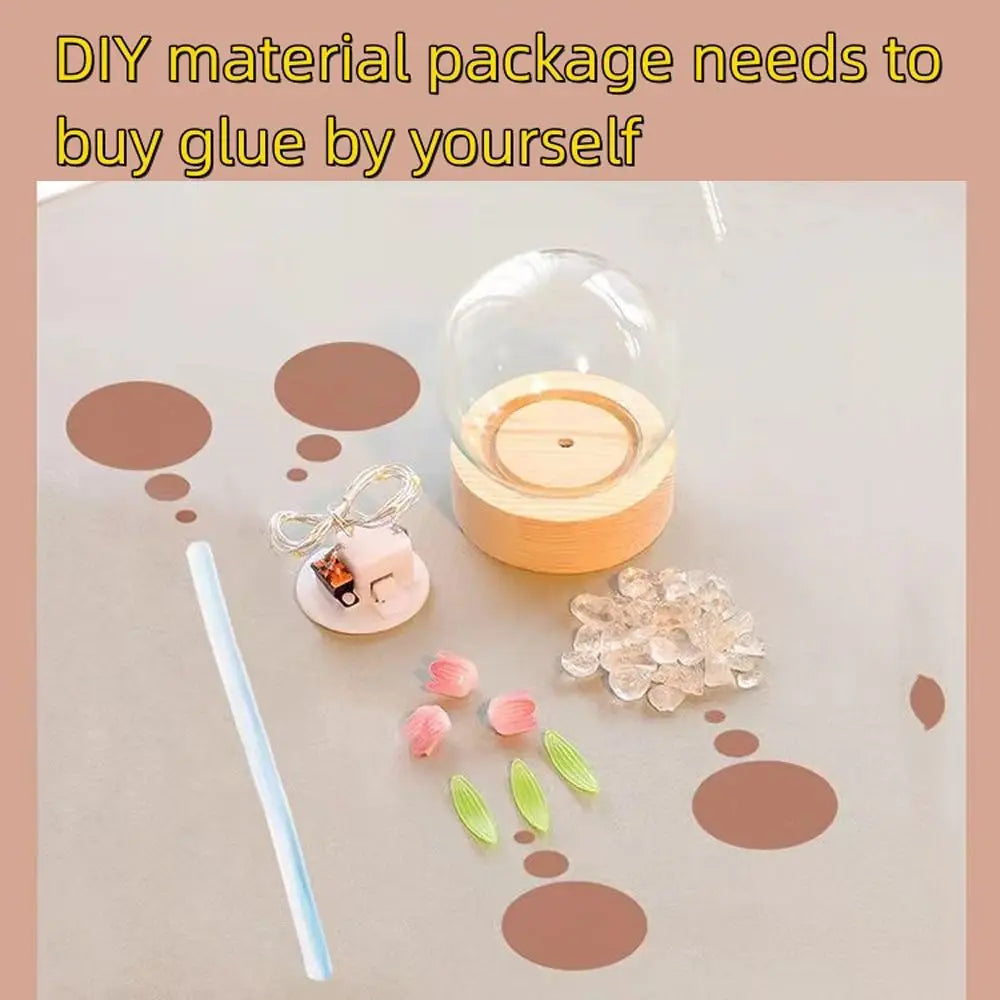 Tulip Night Light Cute Floral Lamp Bedroom Room Decor Valentines Day Gift Lampara Tulipanes Girlfriend DIY Material