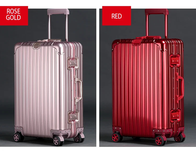 100% Aluminum-magnesium Alloy Travel Suitcase High Quality Rolling Luggage 20/24/26/29'' Trolley Luggage Carry-On Cabin Suitcase