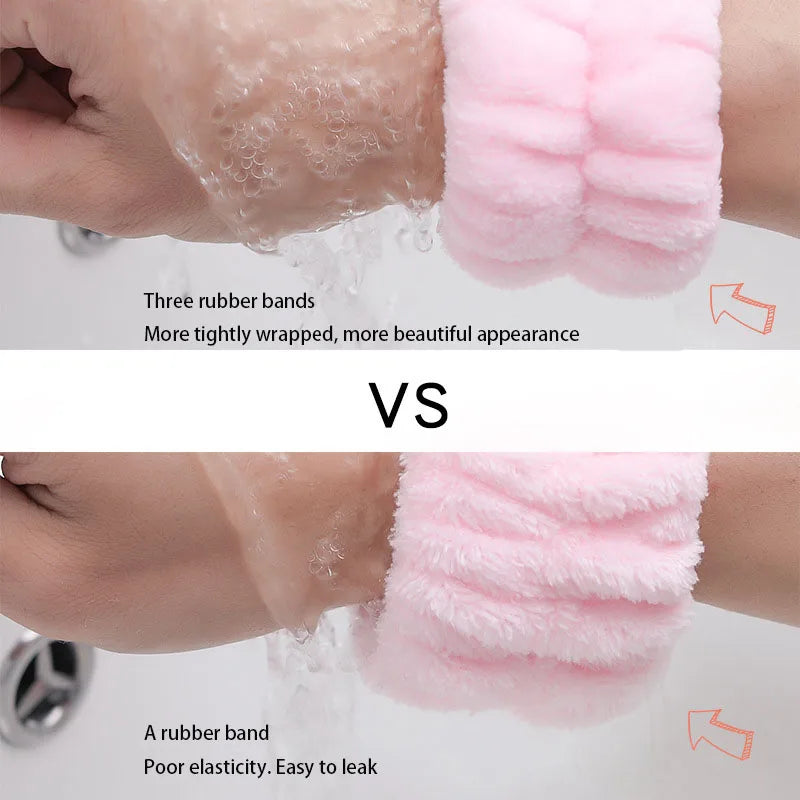 WYBU 2Pcs/set  Washing Face Spa Bracelet Women's Sports Wrist With Headband Waterproof Hand Wash Wrist Protector Handmade Makeup