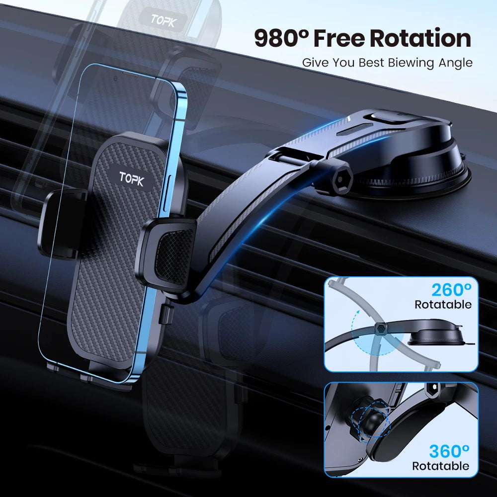 TOPK Car Phone Holder Stand Gravity Dashboard Phone Holder Mobile Phone Support Universal For iPhone 13 12 11 Xiaomi Samsung