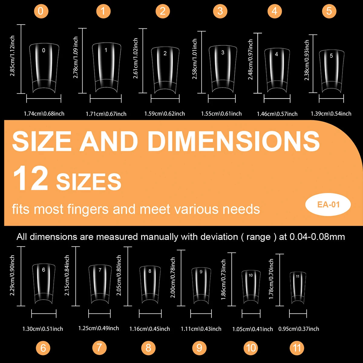 600PCS Duckbill Shaped False Nails Tips Clear Acrylic Fake Nails Half Full Cover Gel Nail Tips for Nail Extension Manicure Tools