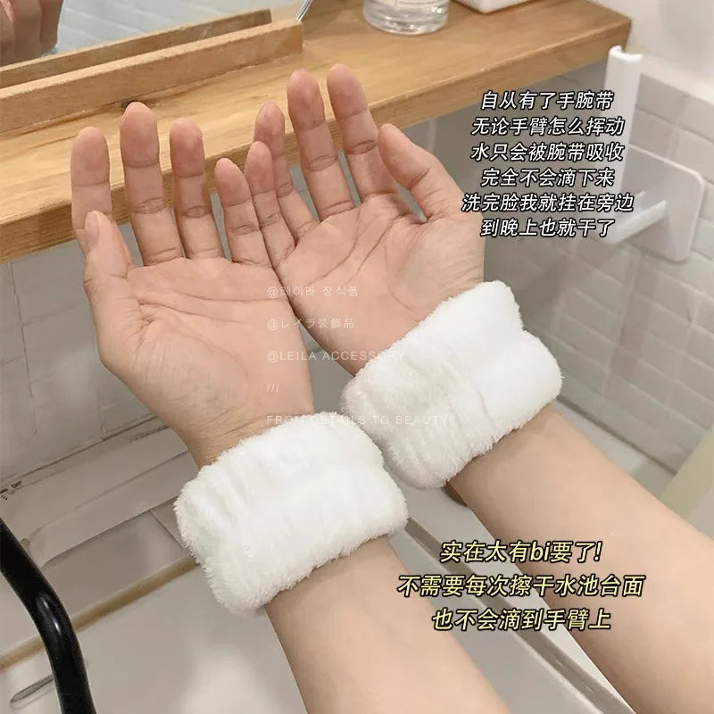 WYBU 2Pcs/set  Washing Face Spa Bracelet Women's Sports Wrist With Headband Waterproof Hand Wash Wrist Protector Handmade Makeup