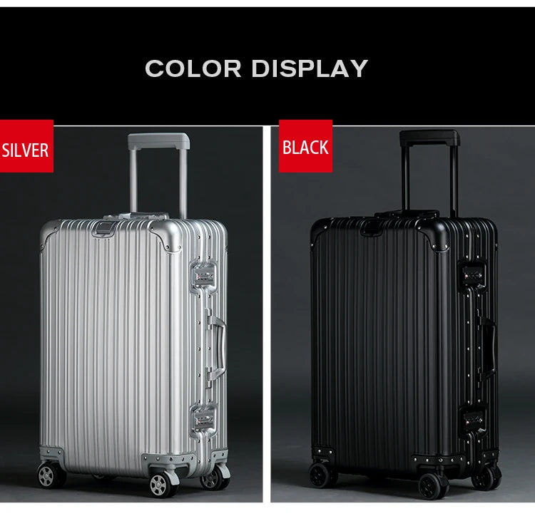 100% Aluminum-magnesium Alloy Travel Suitcase High Quality Rolling Luggage 20/24/26/29'' Trolley Luggage Carry-On Cabin Suitcase