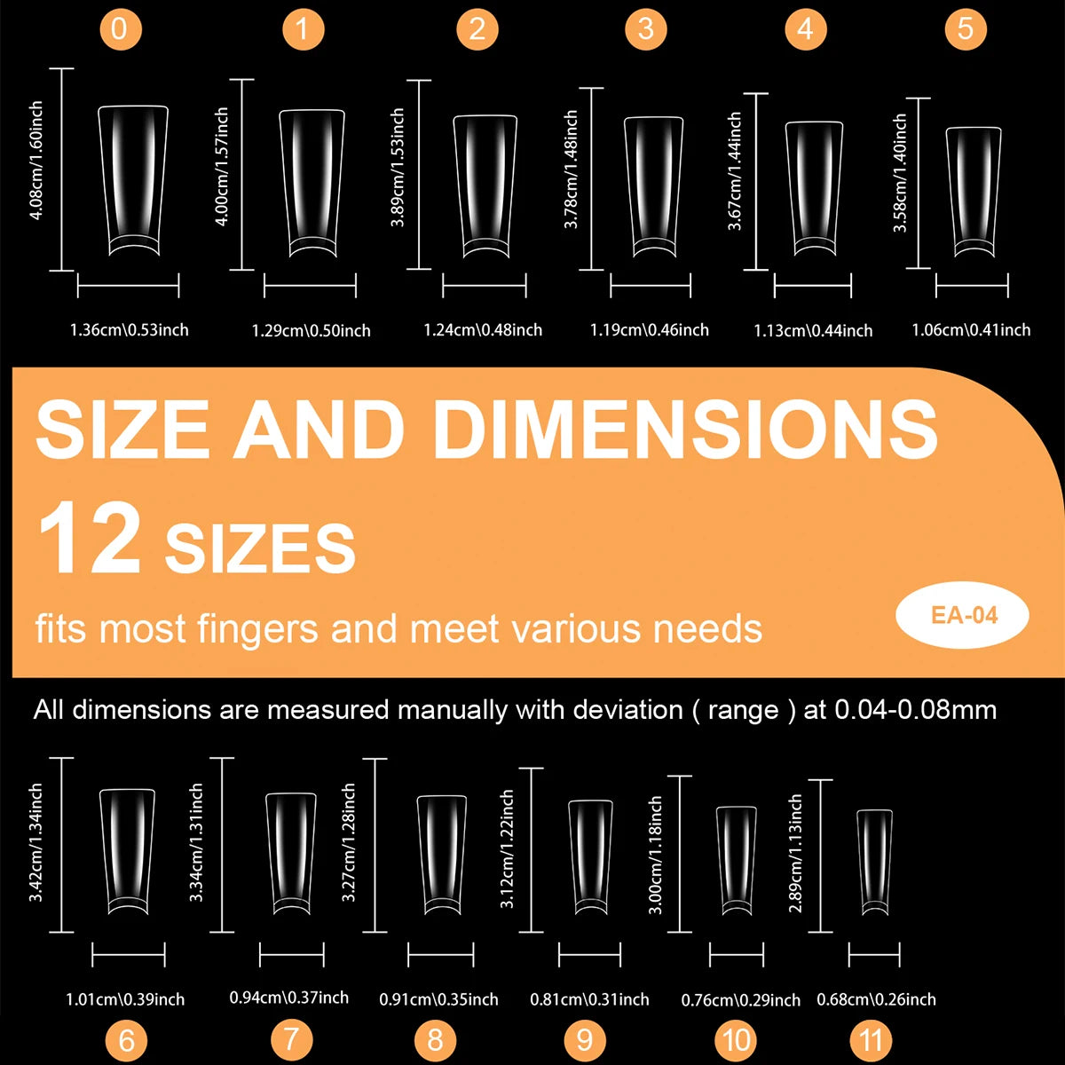 600PCS Duckbill Shaped False Nails Tips Clear Acrylic Fake Nails Half Full Cover Gel Nail Tips for Nail Extension Manicure Tools