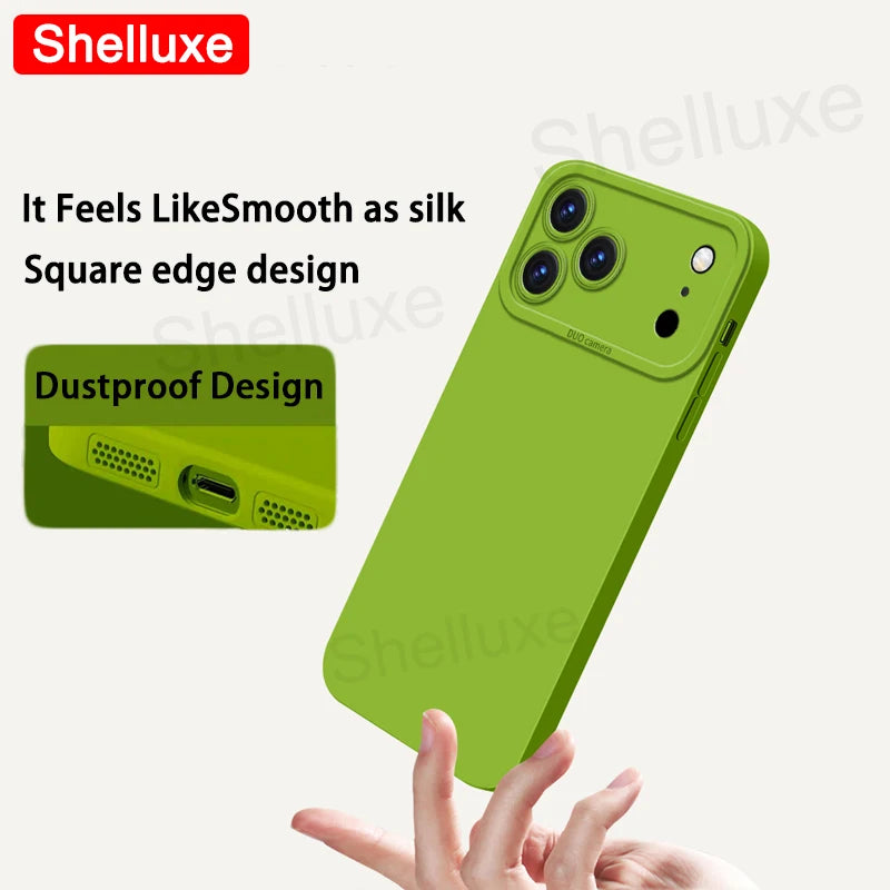 For iPhone17 Pro Max Case Shelluxe Square Liquid Silicone Cover For iPhone 17 Air iPhone17 ProMax Silky Feel Soft Phone Cases