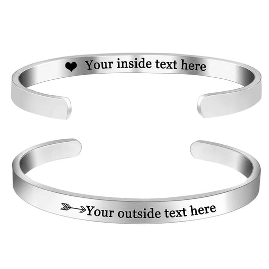Hot sell 5mm Brushed Matte Personalized Bracelets for Women Lover Double Side Engraved Custom Family Name Cuff Gifts Accept Drop